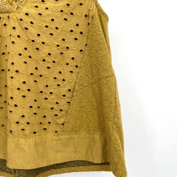 Anthropologie Akemi + Kin Cadiz Top Size XS Gold Yellow Embroidered Eyelet Boho - Picture 10 of 16